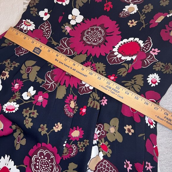 Brooks Brothers Red Fleece Sleeveless Dress Floral Navy Blue Viscose Ruffle Hem - Picture 13 of 14